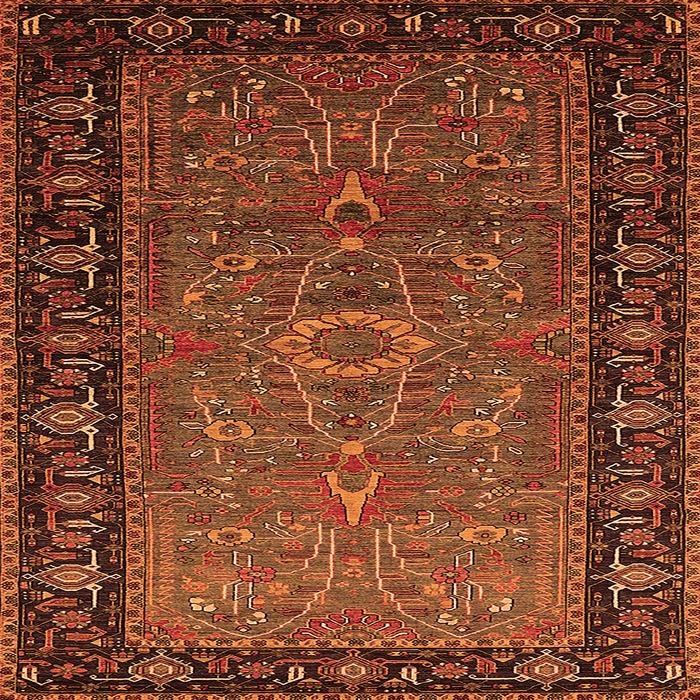 Square Machine Washable Oriental Orange Industrial Area Rugs, wshurb1955org