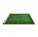 Sideview of Machine Washable Oriental Green Industrial Area Rugs, wshurb1955grn