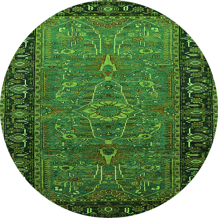 Round Oriental Green Industrial Rug, urb1955grn