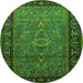 Round Oriental Green Industrial Rug, urb1955grn