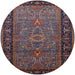 Round Mid-Century Modern Rose Purple Oriental Rug, urb1955