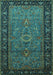 Machine Washable Oriental Turquoise Industrial Area Rugs, wshurb1955turq