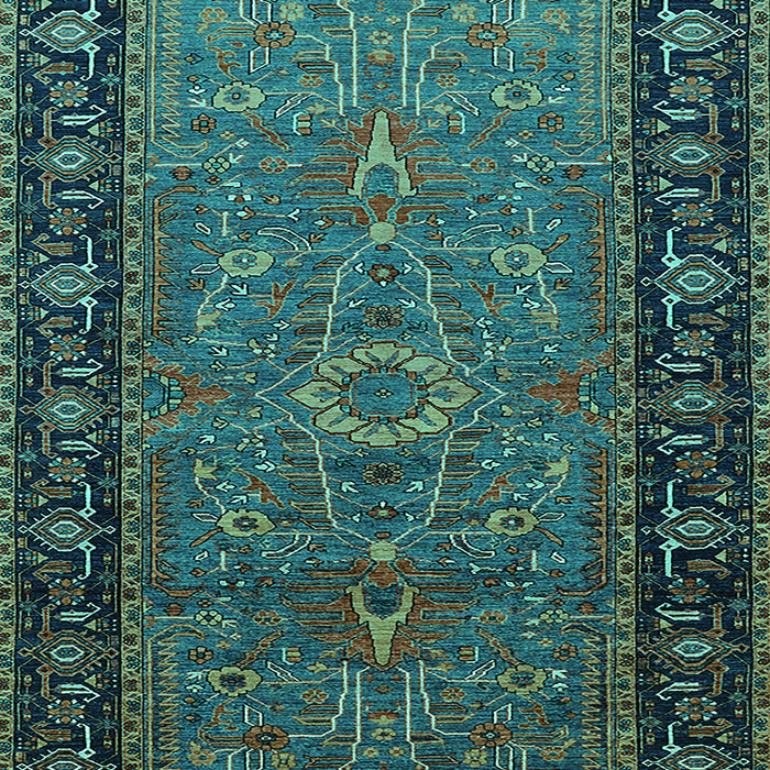 Machine Washable Oriental Turquoise Industrial Area Rugs, wshurb1955turq