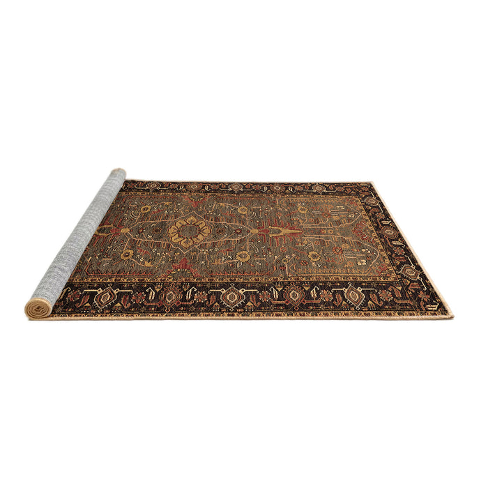 Sideview of Machine Washable Oriental Brown Industrial Rug, wshurb1955brn
