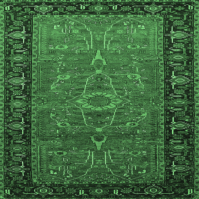 Square Oriental Emerald Green Industrial Rug, urb1955emgrn
