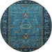 Round Oriental Light Blue Industrial Rug, urb1955lblu