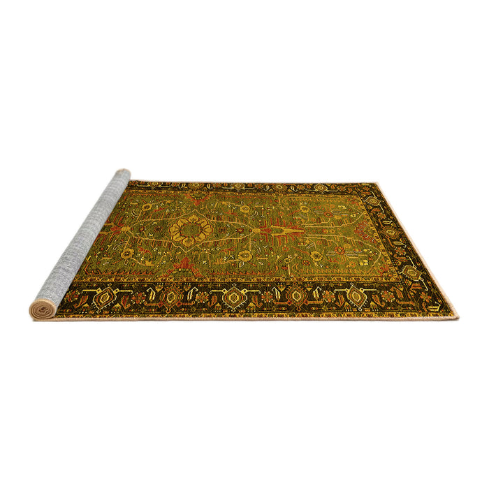 Sideview of Machine Washable Oriental Yellow Industrial Rug, wshurb1955yw
