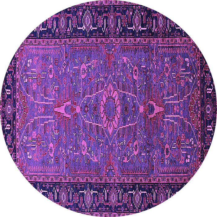 Round Machine Washable Oriental Purple Industrial Area Rugs, wshurb1955pur
