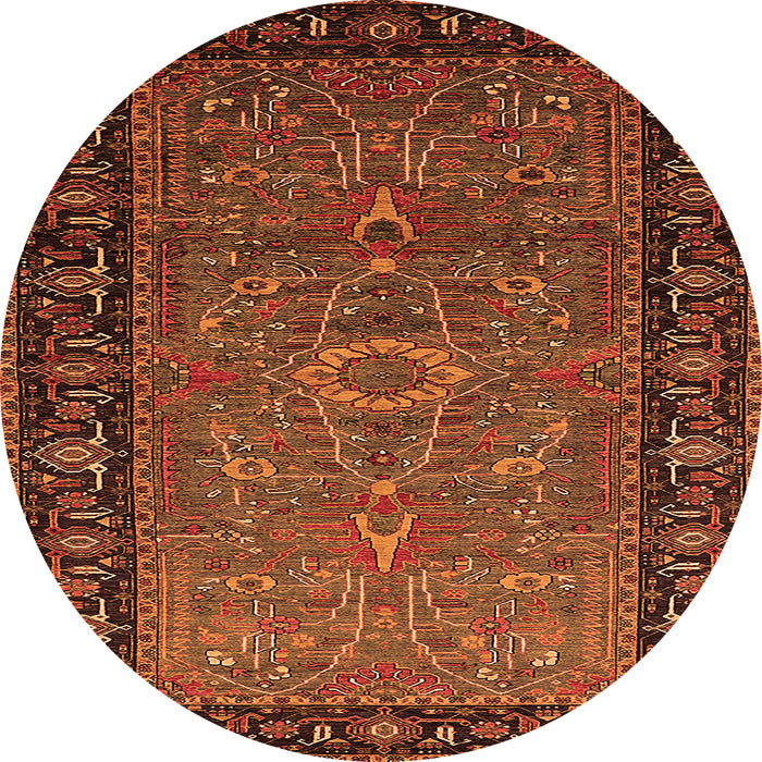 Round Machine Washable Oriental Orange Industrial Area Rugs, wshurb1955org