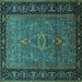 Square Oriental Turquoise Industrial Rug, urb1955turq