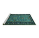 Sideview of Machine Washable Oriental Turquoise Industrial Area Rugs, wshurb1955turq