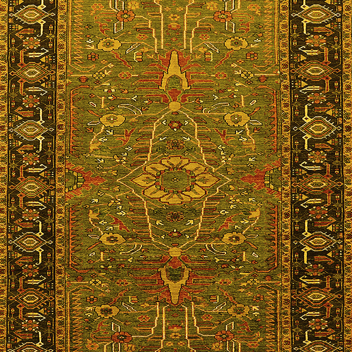 Machine Washable Oriental Yellow Industrial Rug, wshurb1955yw