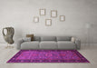 Machine Washable Oriental Pink Industrial Rug in a Living Room, wshurb1955pnk