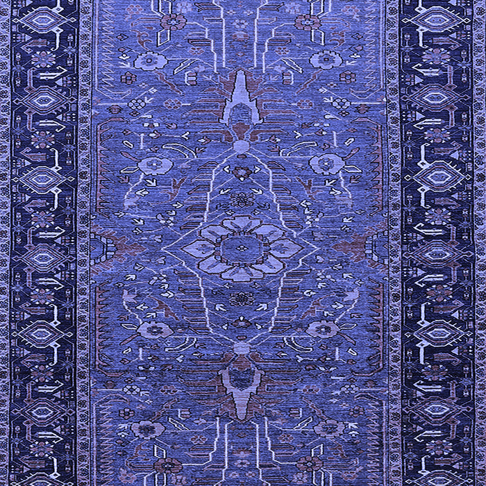 Machine Washable Oriental Blue Industrial Rug, wshurb1955blu
