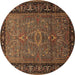 Round Oriental Brown Industrial Rug, urb1955brn