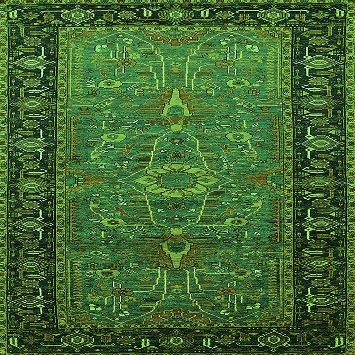 Square Oriental Green Industrial Rug, urb1955grn