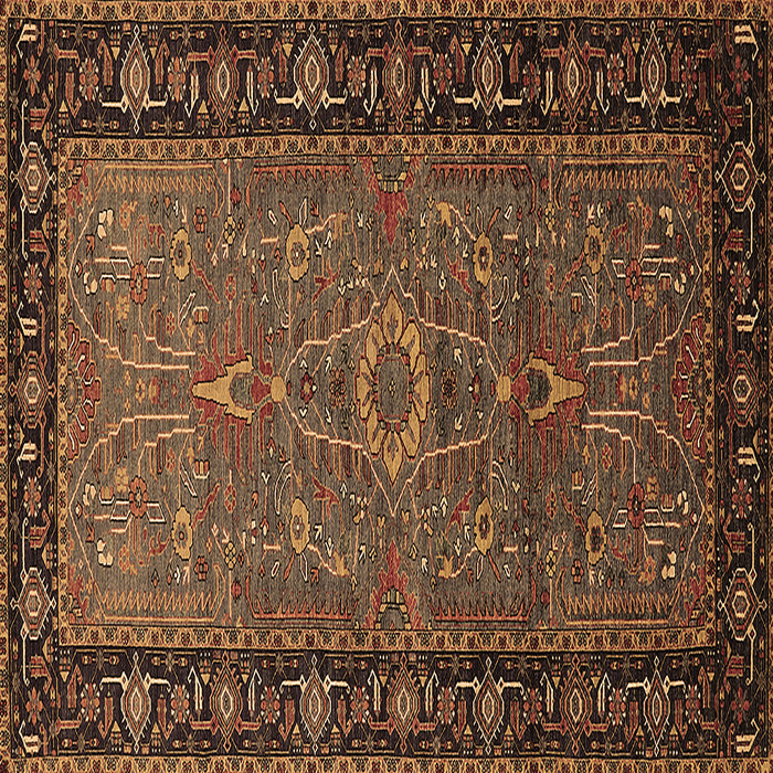 Square Machine Washable Oriental Brown Industrial Rug, wshurb1955brn