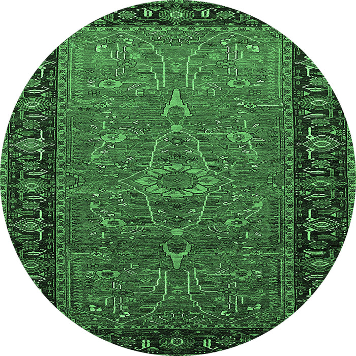 Round Oriental Emerald Green Industrial Rug, urb1955emgrn