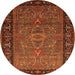 Round Oriental Orange Industrial Rug, urb1955org