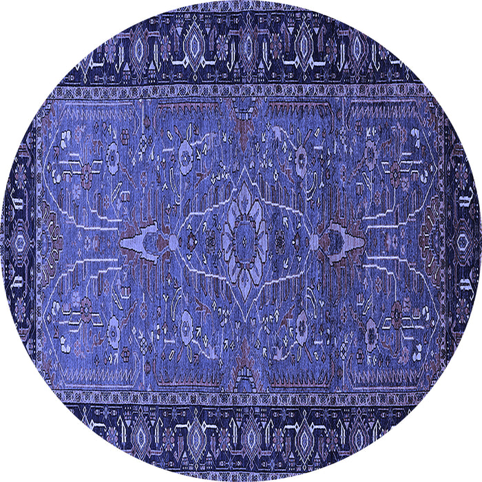 Round Oriental Blue Industrial Rug, urb1955blu