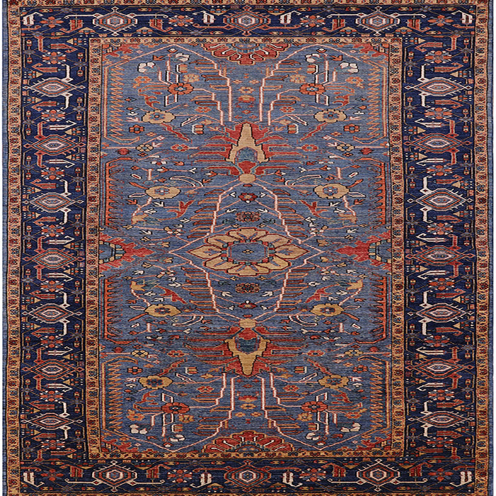 Square Mid-Century Modern Rose Purple Oriental Rug, urb1955