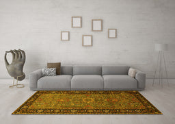Machine Washable Oriental Yellow Industrial Rug in a Living Room, wshurb1955yw