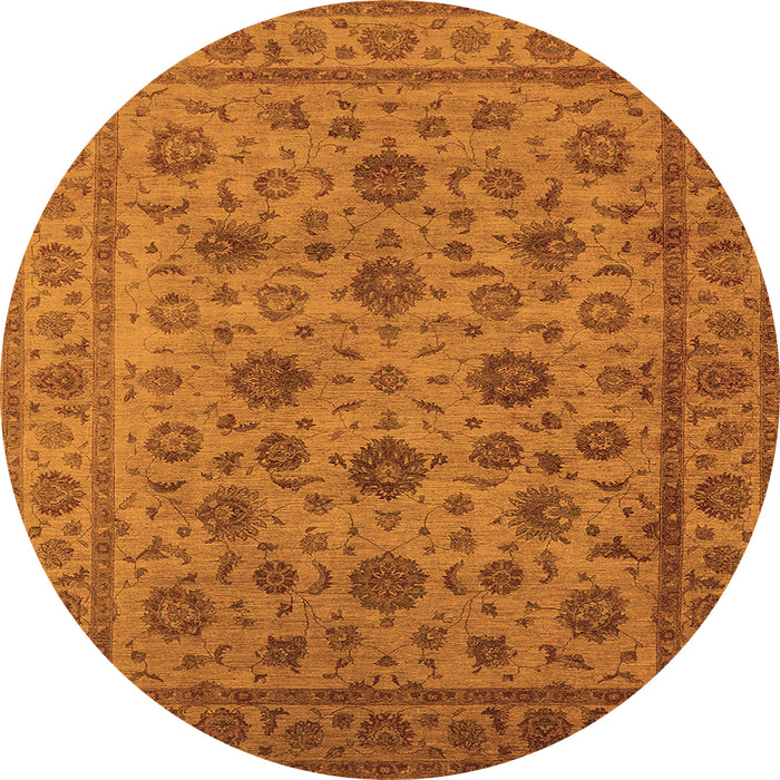 Round Machine Washable Oriental Orange Industrial Area Rugs, wshurb1956org