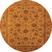 Round Machine Washable Oriental Orange Industrial Area Rugs, wshurb1956org