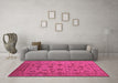 Machine Washable Oriental Pink Industrial Rug in a Living Room, wshurb1956pnk