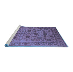 Sideview of Machine Washable Oriental Blue Industrial Rug, wshurb1956blu