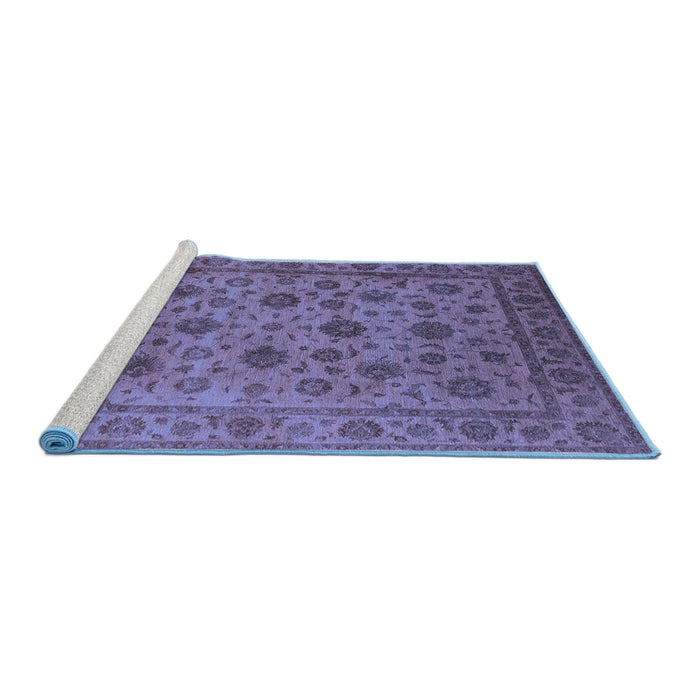 Sideview of Machine Washable Oriental Blue Industrial Rug, wshurb1956blu