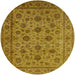 Round Mid-Century Modern Orange Gold Gold Oriental Rug, urb1956