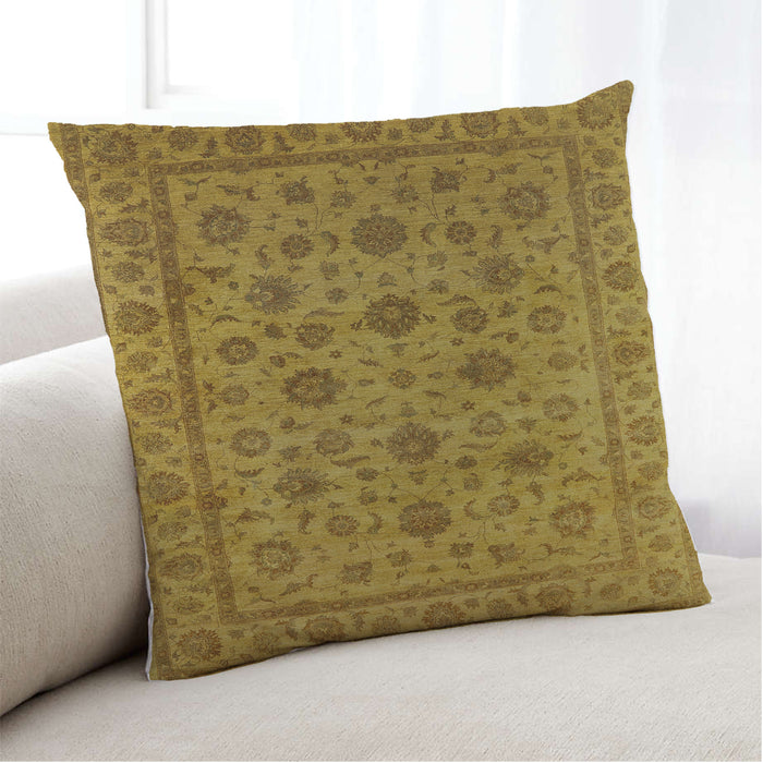 Lifestyle Image of Mid-Century Modern Urban Square Orange Gold Gold Throw Pillow, 18 inch by 18 inch, pwurb1956