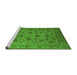 Sideview of Machine Washable Oriental Green Industrial Area Rugs, wshurb1956grn