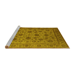 Sideview of Machine Washable Oriental Yellow Industrial Rug, wshurb1956yw