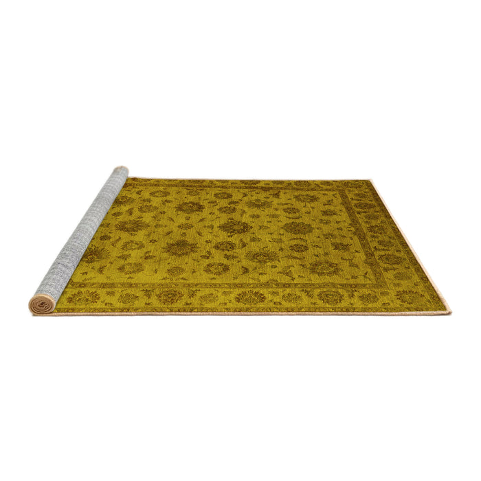 Sideview of Machine Washable Oriental Yellow Industrial Rug, wshurb1956yw