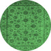 Round Oriental Emerald Green Industrial Rug, urb1956emgrn