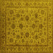 Square Machine Washable Oriental Yellow Industrial Rug, wshurb1956yw