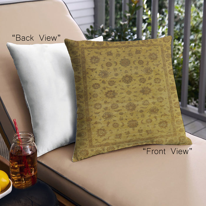 Front View of Mid-Century Modern Urban Square Orange Gold Gold Throw Pillow, 18 inch by 18 inch, pwurb1956
