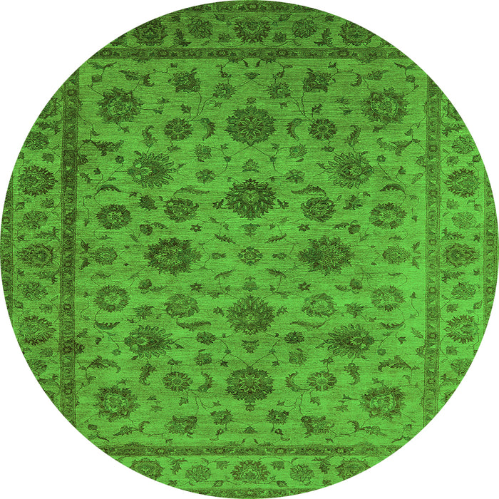 Round Oriental Green Industrial Rug, urb1956grn