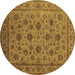 Round Oriental Brown Industrial Rug, urb1956brn