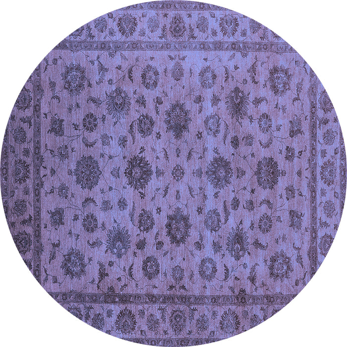 Round Oriental Blue Industrial Rug, urb1956blu