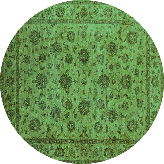 Round Oriental Turquoise Industrial Rug, urb1956turq