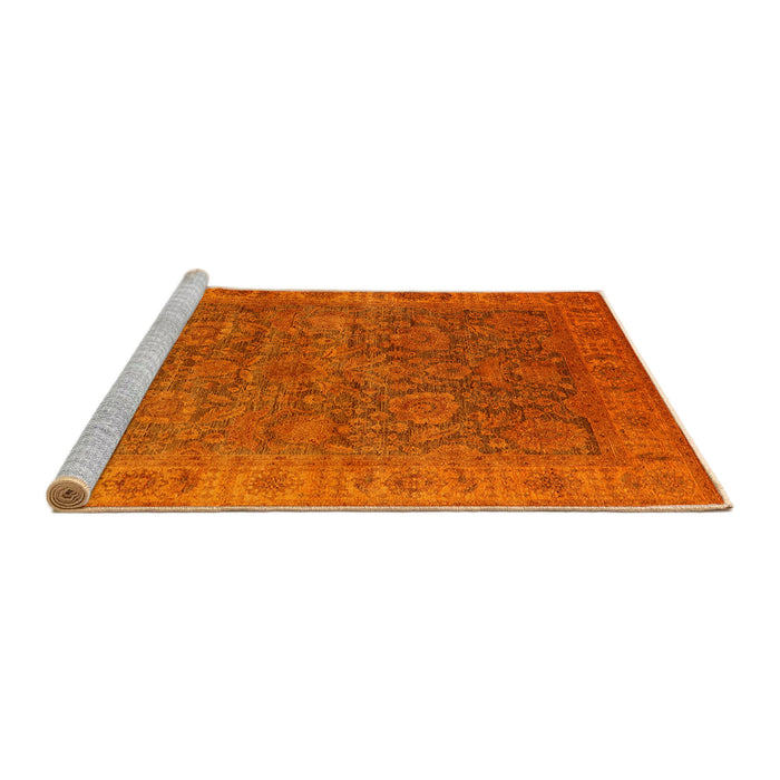 Sideview of Machine Washable Industrial Modern Neon Orange Rug, wshurb1957