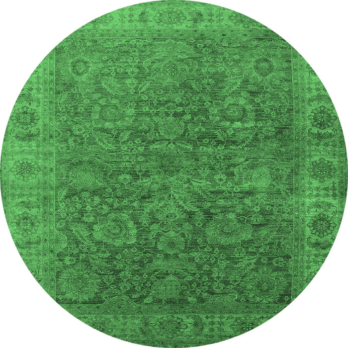 Round Oriental Emerald Green Industrial Rug, urb1957emgrn