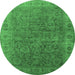 Round Oriental Emerald Green Industrial Rug, urb1957emgrn