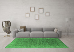 Machine Washable Oriental Emerald Green Industrial Area Rugs in a Living Room,, wshurb1957emgrn