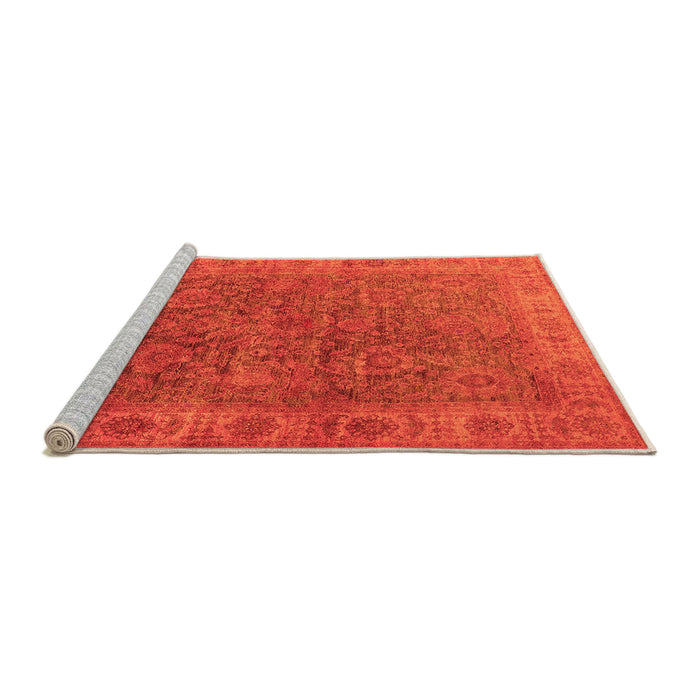 Sideview of Machine Washable Oriental Orange Industrial Area Rugs, wshurb1957org