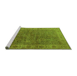 Sideview of Machine Washable Oriental Green Industrial Area Rugs, wshurb1957grn