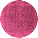 Round Oriental Purple Industrial Rug, urb1957pur